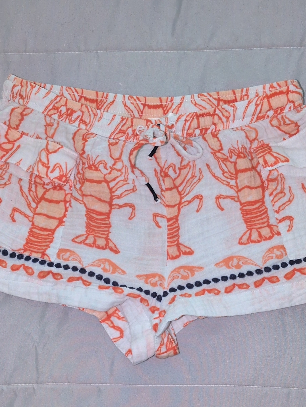 "Lobster print";  XS shorts, Anthropologie